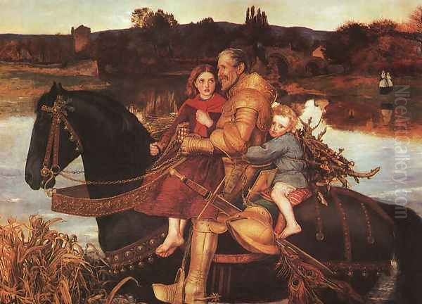 Sir Isumbras at the Ford 1857 Oil Painting by Sir John Everett Millais