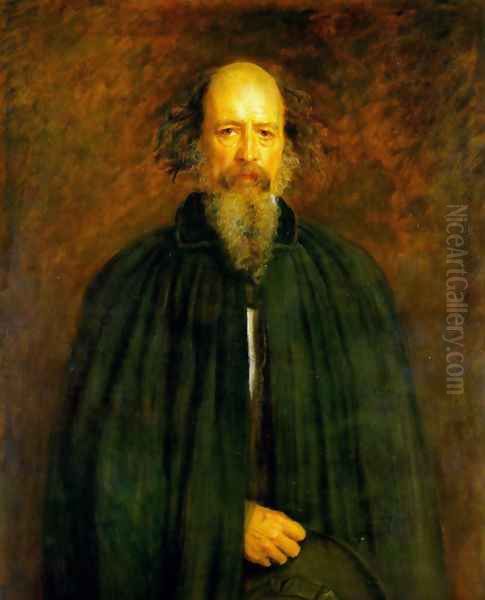 Portrait of Lord Alfred Tennyson Oil Painting by Sir John Everett Millais