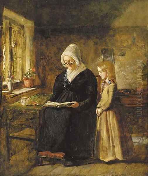 The reading lesson Oil Painting by Sir John Everett Millais