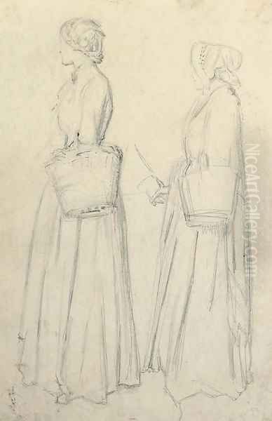 Studies of Emma Moreland for Tennyson's Edward Gray Oil Painting by Sir John Everett Millais