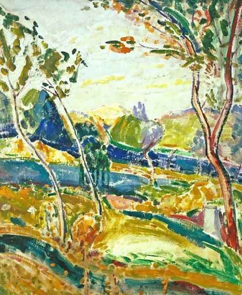 Landscape With Red Tree Oil Painting by Alfred Henry Maurer