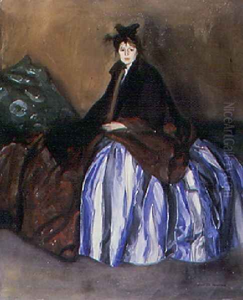 Girl In A Striped Silk Skirt Oil Painting by Alfred Henry Maurer