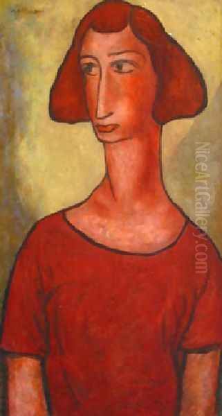 Red Girl Oil Painting by Alfred Henry Maurer