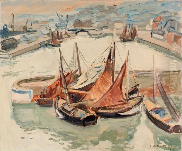 Port De Honfleur Oil Painting by Emile-Othon Friesz