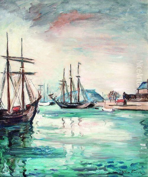 L'entree Du Port De Honfleur Oil Painting by Emile-Othon Friesz