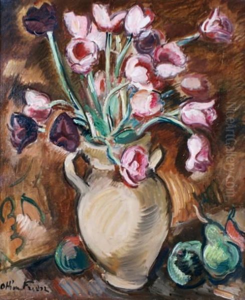 Vase De Tulipes Roses Oil Painting by Emile-Othon Friesz