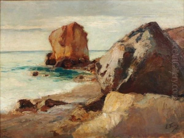 Bord De Mer Rocheux Oil Painting by Emile-Othon Friesz