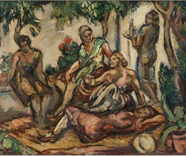 Femmes Dans Un Jardin, Toulon Oil Painting by Emile-Othon Friesz