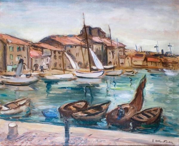 Vue Du Port De Toulon Oil Painting by Emile-Othon Friesz