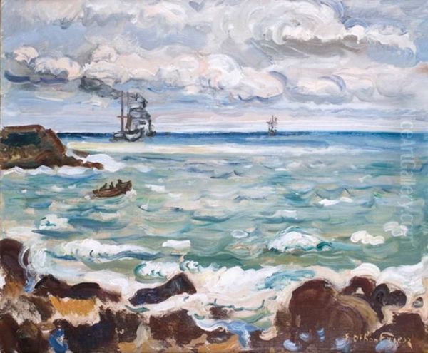 Cote Rocheuse Pres De Saint-malo Oil Painting by Emile-Othon Friesz