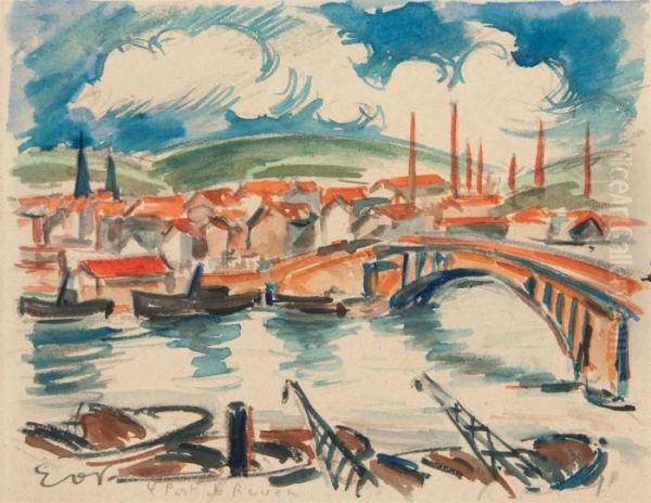 Le Port De Rouen Oil Painting by Emile-Othon Friesz