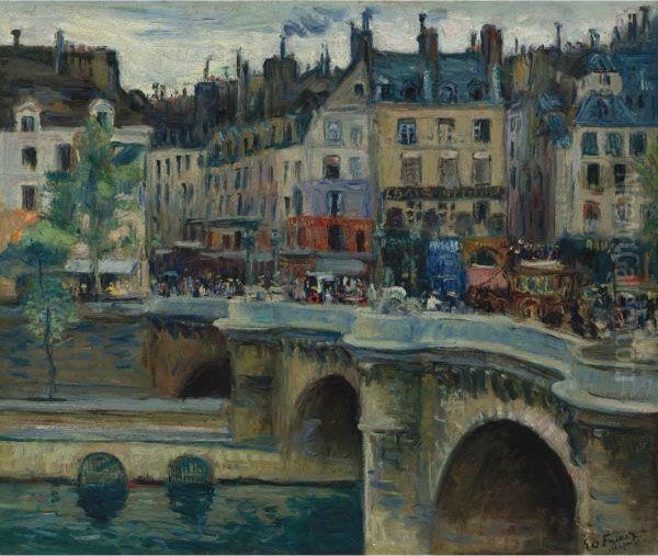 Le Pont-neuf, Paris (temps Gris) Oil Painting by Emile-Othon Friesz