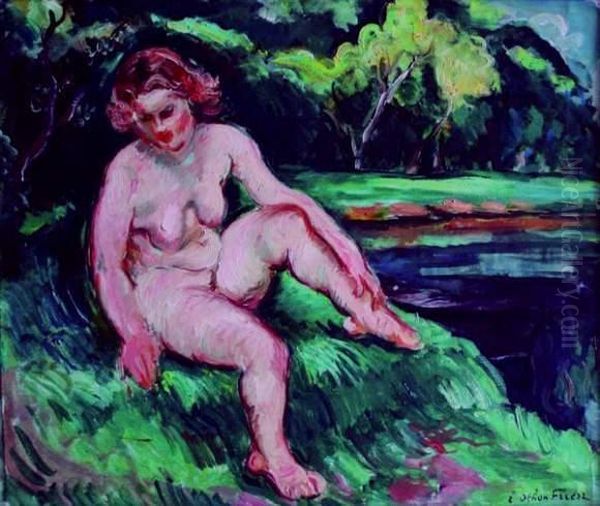 Baigneuse Au Bord De L'eau Oil Painting by Emile-Othon Friesz