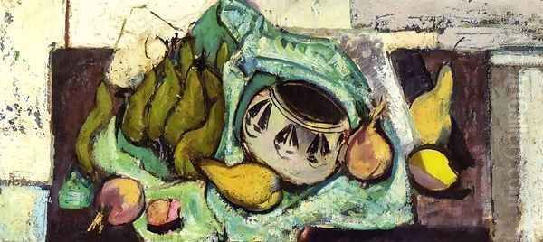 Still Life with Pears and Indian Bowl 1928-1930 Oil Painting by Alfred Henry Maurer