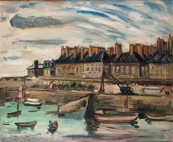 Saint-malo, Vue Du Port Oil Painting by Emile-Othon Friesz