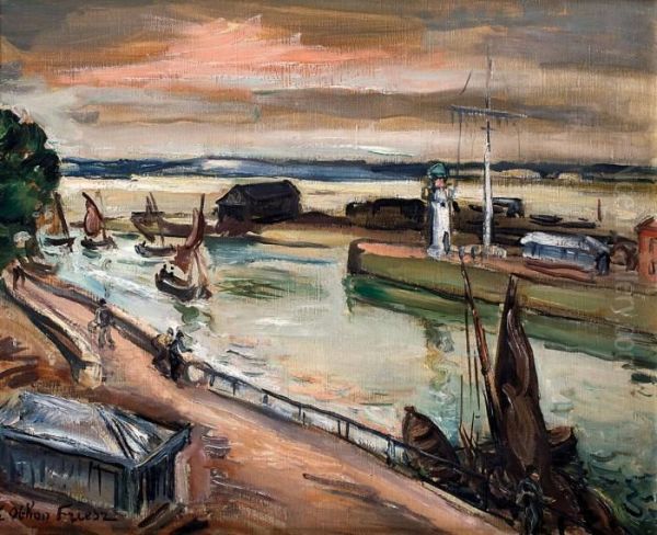 Le Port De Honfleur Oil Painting by Emile-Othon Friesz