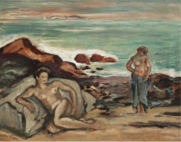 Les Baigneuses A La Plage Oil Painting by Emile-Othon Friesz