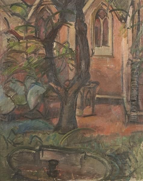 Court Yard With Church Oil Painting by Emile-Othon Friesz