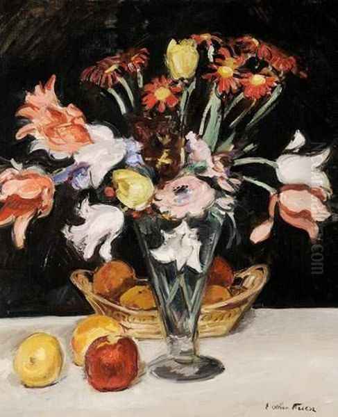 Vase De Fleurs, Circa 1920 Oil Painting by Emile-Othon Friesz