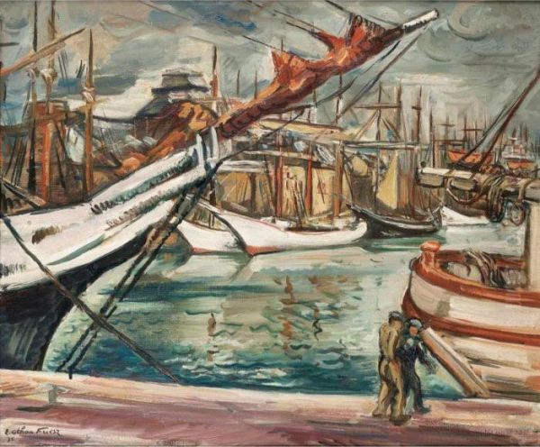 Voiliers Au Port Oil Painting by Emile-Othon Friesz