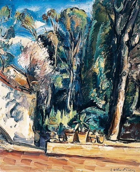 Le Jardin Des Jarres Au Cap Brun Oil Painting by Emile-Othon Friesz