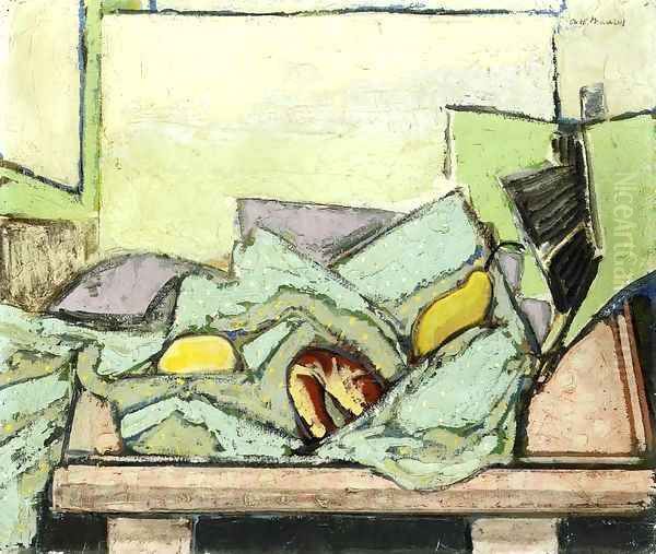 still Life with Green Cloth Date unknown Oil Painting by Alfred Henry Maurer