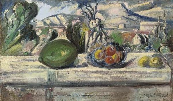 Composition Aux Fruits Et Paysage Oil Painting by Emile-Othon Friesz