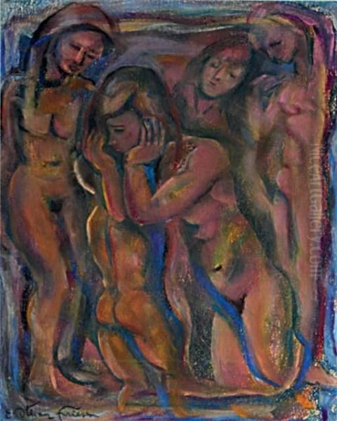 Nudes Posing Oil Painting by Emile-Othon Friesz