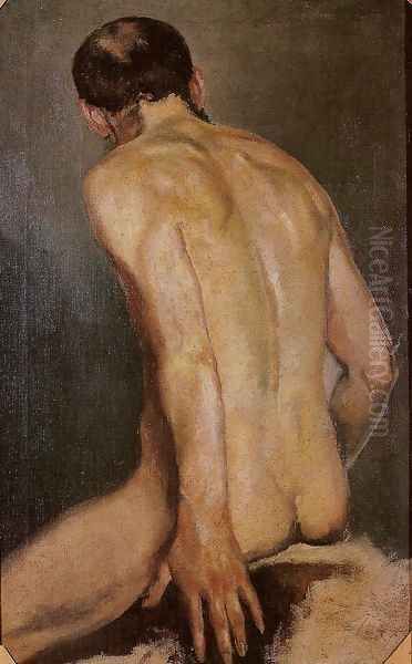 Nude Male Study Oil Painting by Jacek Malczewski