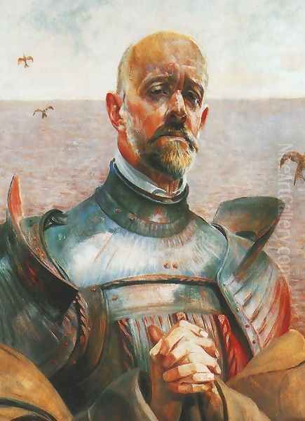 Self-Portrait in Armor 1914 Oil Painting by Jacek Malczewski