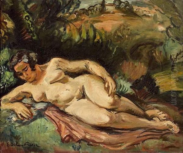 Nu Allonge Dans Un Paysage Circa 1940 by Emile-Othon Friesz