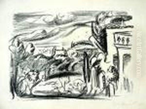 Landscape- Lithograph, 1927, Signed In Pencil, Very Good Condtion. 9 X 12'' Oil Painting by Emile-Othon Friesz