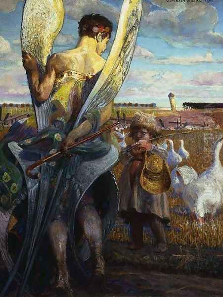 Angel, I will Follow You Oil Painting by Jacek Malczewski