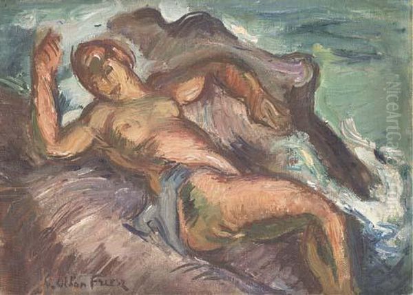 Baigneuse Au Rocher by Emile-Othon Friesz