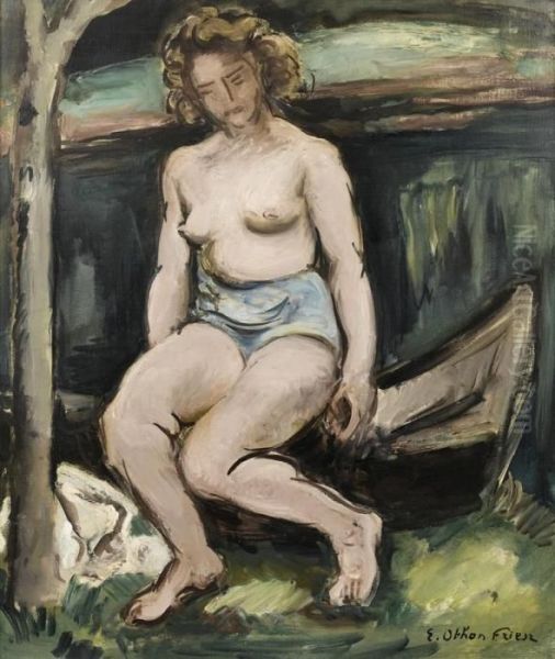 Baigneuse A La Barque Oil Painting by Emile-Othon Friesz