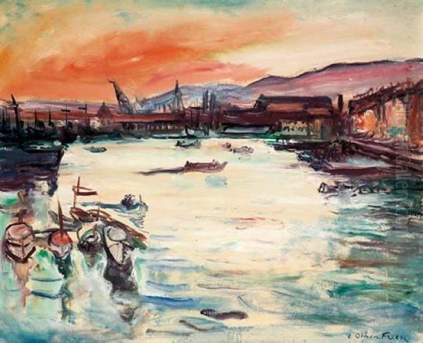 Vue Du Port De Toulon Oil Painting by Emile-Othon Friesz