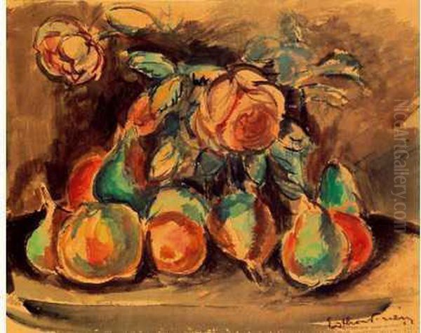 Pommes, Poires Et Roses Oil Painting by Emile-Othon Friesz