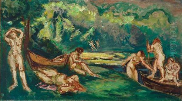 Baigneuses Au Bord De La Riviere Oil Painting by Emile-Othon Friesz