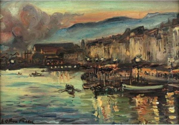 Le Port De Toulon Au Crepuscule Oil Painting by Emile-Othon Friesz