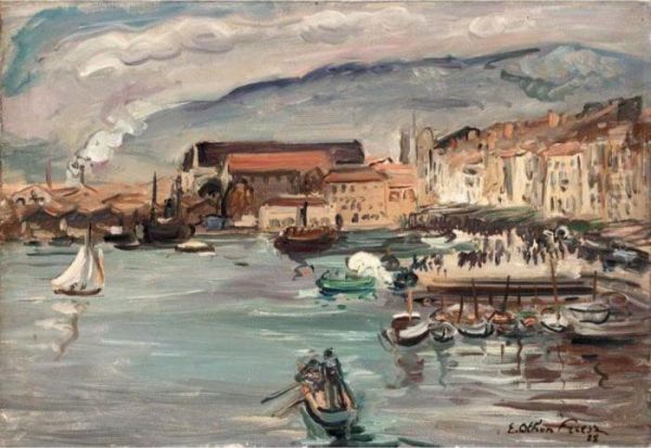 Voiliers Et Vedettes Dans Le Port De Toulon Oil Painting by Emile-Othon Friesz