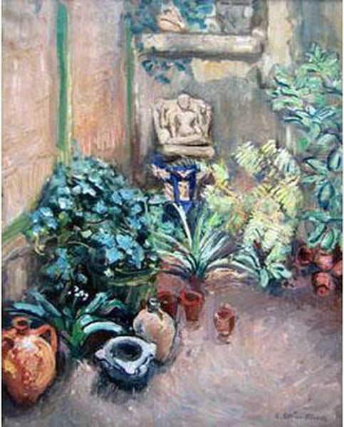 Plantes Vertes Et Boudha Sur La Terrasse,1930 Oil Painting by Emile-Othon Friesz