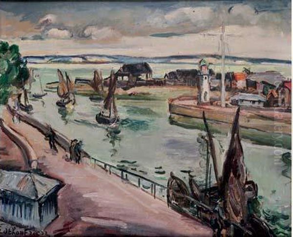 Entree Du Port De Honfleur, Circa 1935 Oil Painting by Emile-Othon Friesz