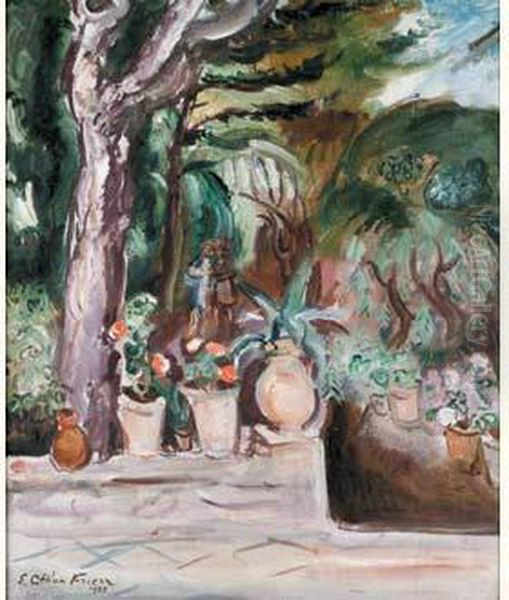 Deux Fillettes Dans Un Jardin Oil Painting by Emile-Othon Friesz