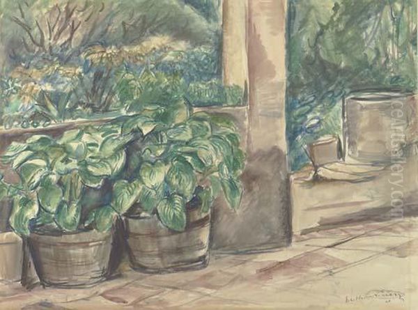 Les Hortensias Sur La Terasse Oil Painting by Emile-Othon Friesz