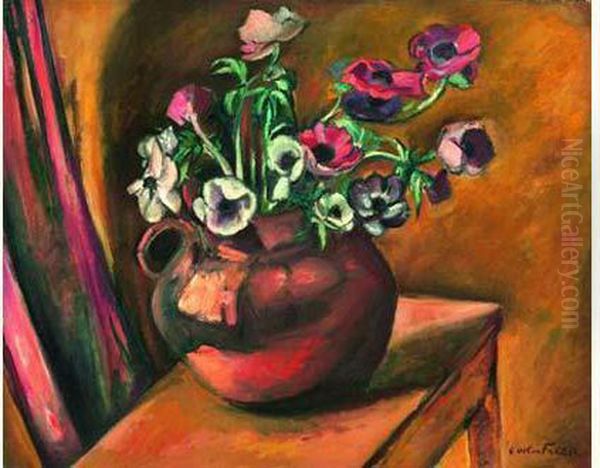 Bouquet D'anemones Dans Un Vase Oil Painting by Emile-Othon Friesz