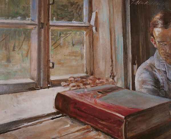 Boy by the Window Oil Painting by Jacek Malczewski