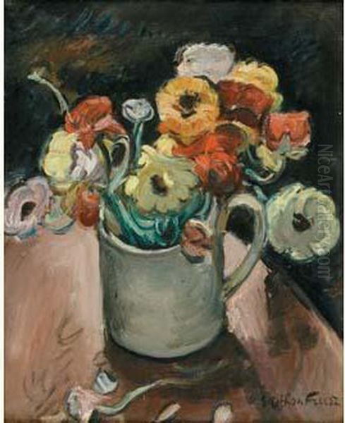 Anemones Au Gobelet Blanc Oil Painting by Emile-Othon Friesz