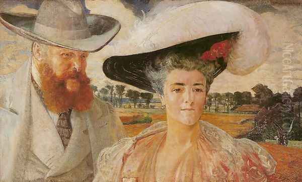 Portrait of Karol and Malgorzata Lanckoronski Oil Painting by Jacek Malczewski