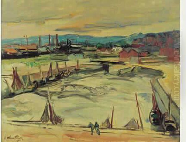 L'ancien Bassin De Honfleur, 1945. Oil Painting by Emile-Othon Friesz