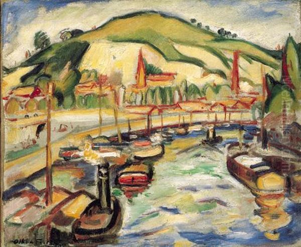 Port De Rouen Oil Painting by Emile-Othon Friesz